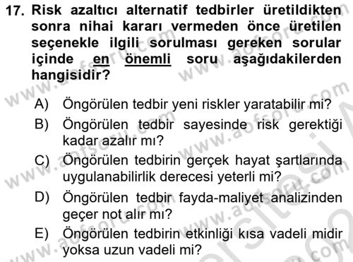 Havacılık Emniyeti Dersi 2023 - 2024 Yılı (Final) Dönem Sonu Sınav Soruları 17. Soru
