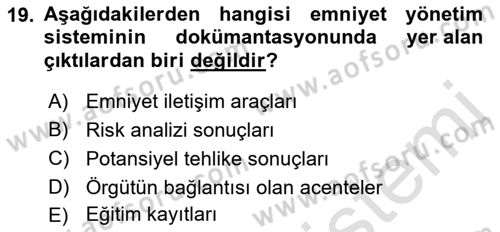 Havacılık Emniyeti Dersi 2023 - 2024 Yılı (Final) Dönem Sonu Sınav Soruları 19. Soru