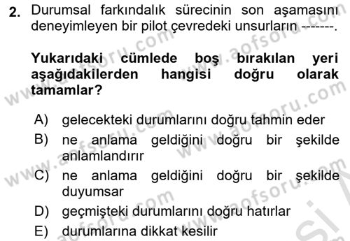 Havacılık Emniyeti Dersi 2023 - 2024 Yılı (Final) Dönem Sonu Sınav Soruları 2. Soru