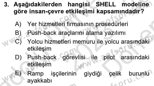 Havacılık Emniyeti Dersi 2023 - 2024 Yılı (Final) Dönem Sonu Sınav Soruları 3. Soru
