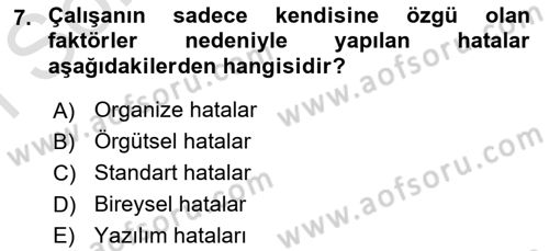Havacılık Emniyeti Dersi 2023 - 2024 Yılı (Final) Dönem Sonu Sınav Soruları 7. Soru