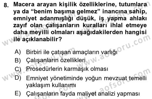 Havacılık Emniyeti Dersi 2023 - 2024 Yılı (Final) Dönem Sonu Sınav Soruları 8. Soru