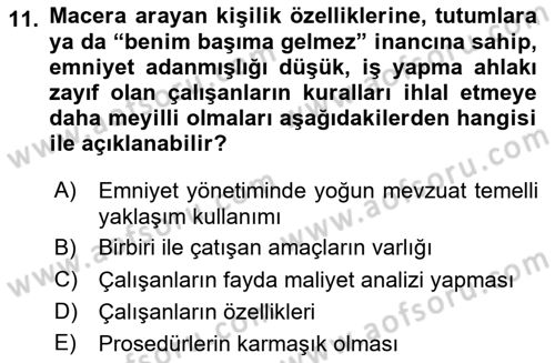 Havacılık Emniyeti Dersi 2023 - 2024 Yılı Yaz Okulu Sınav Soruları 11. Soru