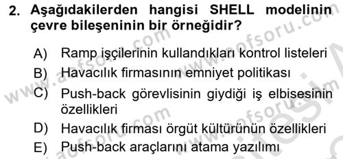 Havacılık Emniyeti Dersi 2023 - 2024 Yılı Yaz Okulu Sınav Soruları 2. Soru