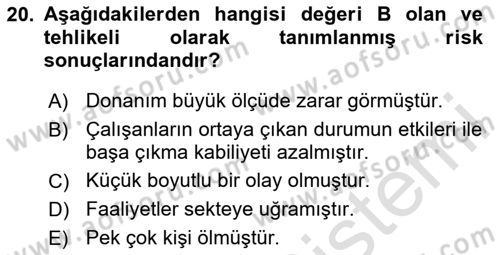 Havacılık Emniyeti Dersi 2023 - 2024 Yılı Yaz Okulu Sınav Soruları 20. Soru