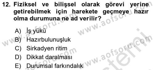 Havacılık Emniyeti Dersi Ara Sınavı Deneme Sınav Soruları 12. Soru