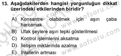 Havacılık Emniyeti Dersi Ara Sınavı Deneme Sınav Soruları 13. Soru