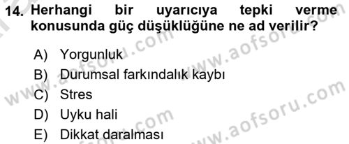 Havacılık Emniyeti Dersi Ara Sınavı Deneme Sınav Soruları 14. Soru