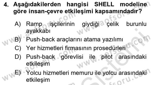 Havacılık Emniyeti Dersi 2024 - 2025 Yılı (Vize) Ara Sınav Soruları 4. Soru