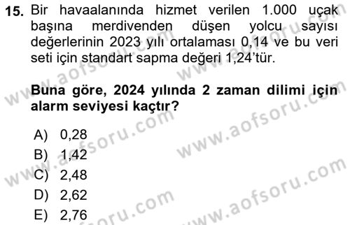 Havacılık Emniyeti Dersi 2024 - 2025 Yılı (Final) Dönem Sonu Sınav Soruları 15. Soru