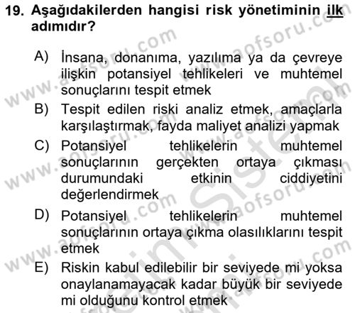 Havacılık Emniyeti Dersi 2024 - 2025 Yılı (Final) Dönem Sonu Sınav Soruları 19. Soru