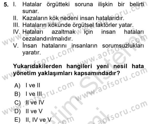 Havacılık Emniyeti Dersi 2024 - 2025 Yılı (Final) Dönem Sonu Sınav Soruları 5. Soru