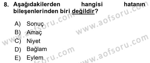 Havacılık Emniyeti Dersi 2024 - 2025 Yılı (Final) Dönem Sonu Sınav Soruları 8. Soru