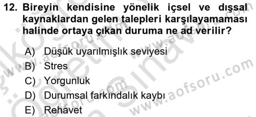 Havacılık Emniyeti Dersi 2025 - 2026 Yılı (Vize) Ara Sınav Soruları 12. Soru