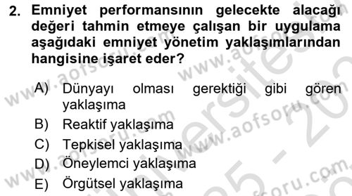 Havacılık Emniyeti Dersi 2025 - 2026 Yılı (Vize) Ara Sınav Soruları 2. Soru