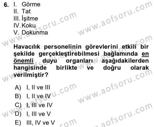 Havacılık Emniyeti Dersi 2025 - 2026 Yılı (Vize) Ara Sınav Soruları 6. Soru
