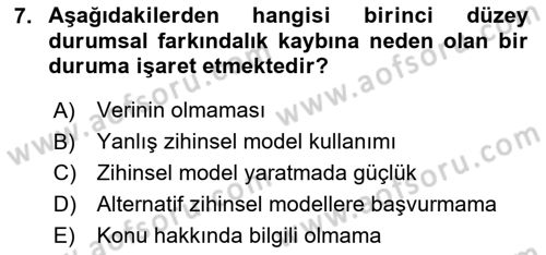 Havacılık Emniyeti Dersi 2025 - 2026 Yılı (Vize) Ara Sınav Soruları 7. Soru