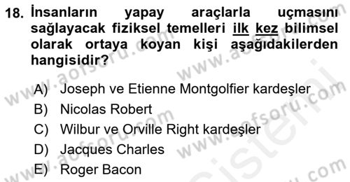Genel Havacılık Dersi 2018 - 2019 Yılı (Vize) Ara Sınav Soruları 18. Soru