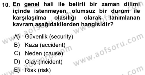 Genel Havacılık Dersi 2018 - 2019 Yılı (Final) Dönem Sonu Sınav Soruları 10. Soru