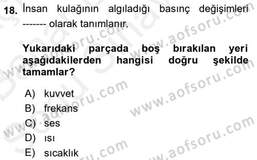 Genel Havacılık Dersi 2018 - 2019 Yılı (Final) Dönem Sonu Sınav Soruları 18. Soru