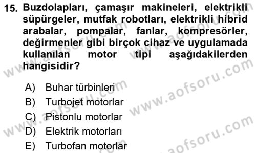 Genel Havacılık Dersi 2021 - 2022 Yılı (Final) Dönem Sonu Sınav Soruları 15. Soru