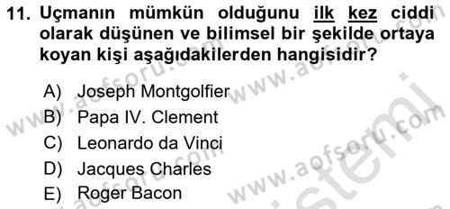 Genel Havacılık Dersi 2021 - 2022 Yılı Yaz Okulu Sınav Soruları 11. Soru