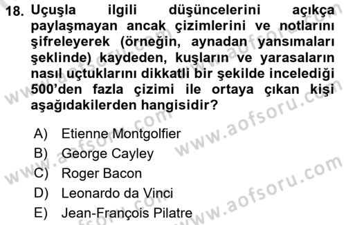 Genel Havacılık Dersi 2022 - 2023 Yılı Yaz Okulu Sınav Soruları 18. Soru