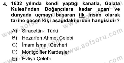 Genel Havacılık Dersi 2022 - 2023 Yılı Yaz Okulu Sınav Soruları 4. Soru