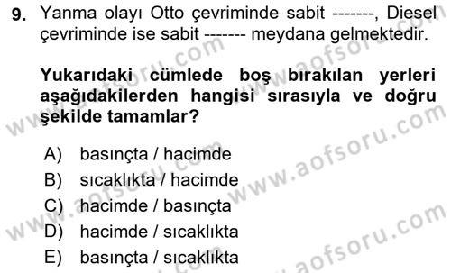 Genel Havacılık Dersi 2022 - 2023 Yılı Yaz Okulu Sınav Soruları 9. Soru