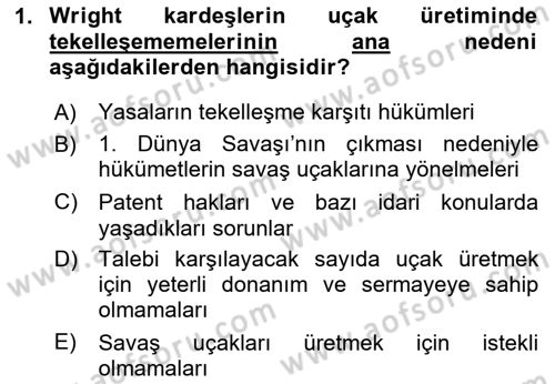 Genel Havacılık Dersi 2023 - 2024 Yılı (Vize) Ara Sınav Soruları 1. Soru