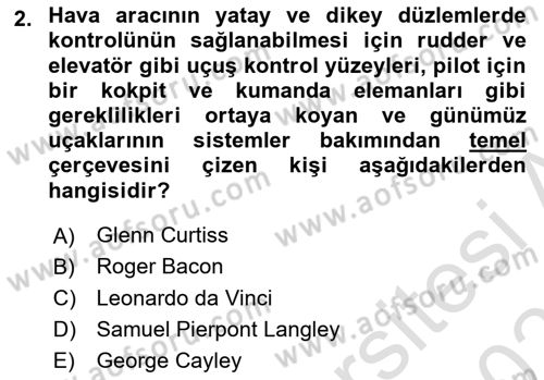 Genel Havacılık Dersi 2023 - 2024 Yılı (Vize) Ara Sınav Soruları 2. Soru
