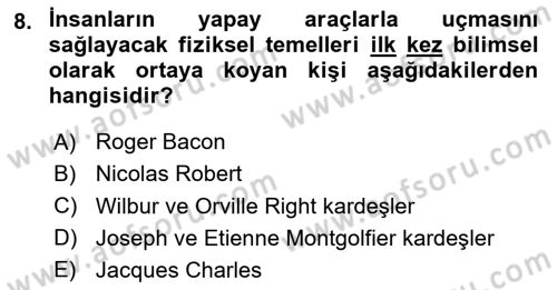 Genel Havacılık Dersi 2023 - 2024 Yılı (Vize) Ara Sınav Soruları 8. Soru