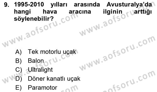 Genel Havacılık Dersi 2023 - 2024 Yılı (Vize) Ara Sınav Soruları 9. Soru