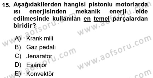 Genel Havacılık Dersi 2023 - 2024 Yılı (Final) Dönem Sonu Sınav Soruları 15. Soru
