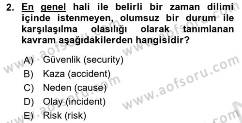 Genel Havacılık Dersi 2023 - 2024 Yılı (Final) Dönem Sonu Sınav Soruları 2. Soru
