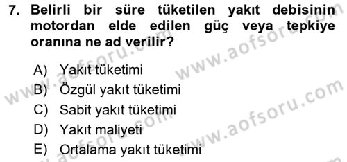 Genel Havacılık Dersi 2023 - 2024 Yılı (Final) Dönem Sonu Sınav Soruları 7. Soru