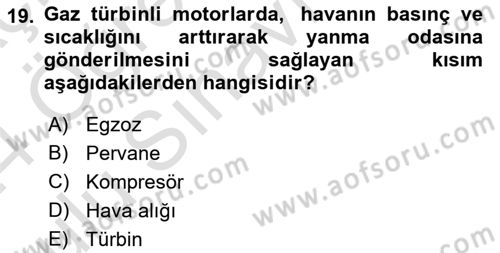 Genel Havacılık Dersi 2023 - 2024 Yılı Yaz Okulu Sınav Soruları 19. Soru