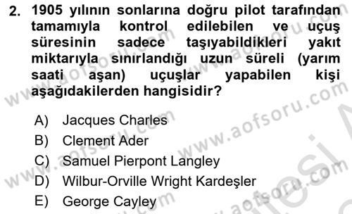 Genel Havacılık Dersi 2023 - 2024 Yılı Yaz Okulu Sınav Soruları 2. Soru
