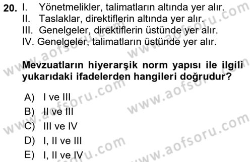 Genel Havacılık Dersi 2023 - 2024 Yılı Yaz Okulu Sınav Soruları 20. Soru