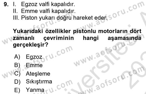Genel Havacılık Dersi 2023 - 2024 Yılı Yaz Okulu Sınav Soruları 9. Soru
