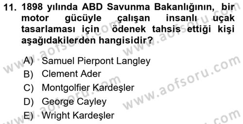 Genel Havacılık Dersi 2024 - 2025 Yılı (Vize) Ara Sınav Soruları 11. Soru