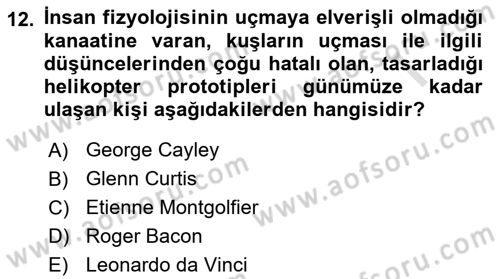 Genel Havacılık Dersi 2024 - 2025 Yılı (Vize) Ara Sınav Soruları 12. Soru