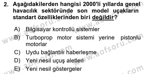 Genel Havacılık Dersi 2024 - 2025 Yılı (Vize) Ara Sınav Soruları 2. Soru