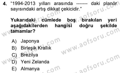 Genel Havacılık Dersi 2024 - 2025 Yılı (Vize) Ara Sınav Soruları 4. Soru