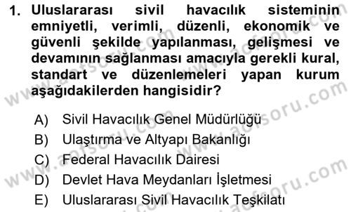 Genel Havacılık Dersi 2025 - 2026 Yılı (Vize) Ara Sınav Soruları 1. Soru