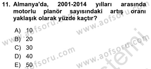 Genel Havacılık Dersi 2025 - 2026 Yılı (Vize) Ara Sınav Soruları 11. Soru