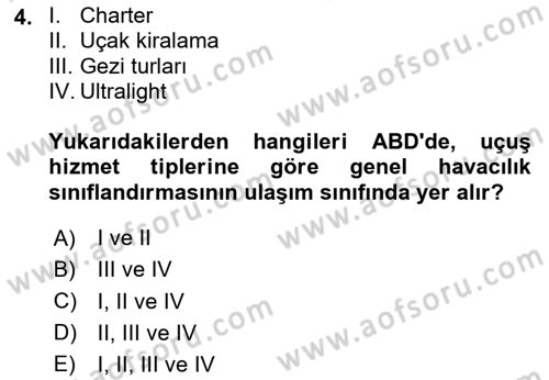 Genel Havacılık Dersi 2025 - 2026 Yılı (Vize) Ara Sınav Soruları 4. Soru