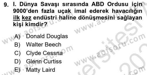 Genel Havacılık Dersi 2025 - 2026 Yılı (Vize) Ara Sınav Soruları 9. Soru