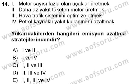 Genel Havacılık Dersi 2025 - 2026 Yılı (Final) Dönem Sonu Sınav Soruları 14. Soru