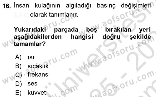 Genel Havacılık Dersi 2025 - 2026 Yılı (Final) Dönem Sonu Sınav Soruları 16. Soru